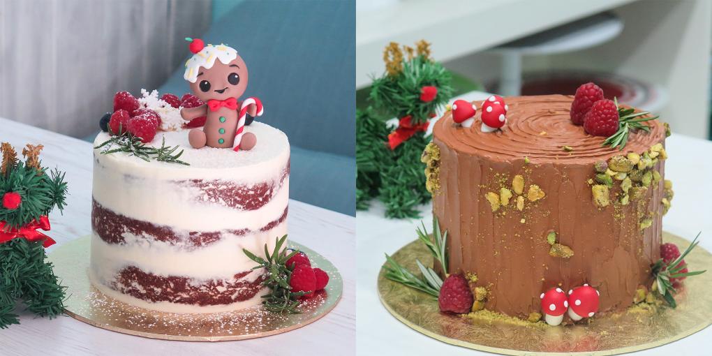 Merry Gingerbread Man And Log Stump Cake